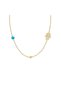 18Kt Gold Choker Necklace with Blue Feyrouz Stone N1YK104