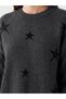 Lcw modest anthracite crew neck star patterned women's knitwear tunic - 3