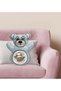 Blue Teddy Bear Print Pillow with Sloth Design - 1 - 2