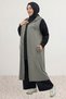 34001 Plus Size Snap-Fastened Hooded Jersey Vest - Anthracite - 2
