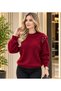 Women's plush soft bearded top with pearl detail sweater - 2