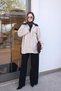 Beige Oversized Jacket with Snap-Fastened Pockets - 3