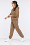 Women's Brown 3-Ply Sweatsuit Set with Hood and Kangaroo Pockets, Super Soft with Fleece-Lined Insulation - 3