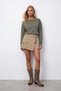 Women's khaki boat neck long sleeve knit sweater alc-x15929 - 3
