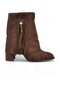 Women's Brown Suede Bohemian-Style Boots with Tassels and Beaded Details 659404 - 2