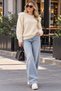 Women's plush soft bearded top with pearl detail sweater - 2
