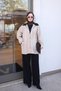 Beige Oversized Jacket with Snap-Fastened Pockets - 2