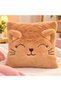 Checked Pillow with Plush Cat Design, 30 cm, Brown - 2