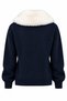 Navy Blue Fur-Trimmed Cardigan - 2y261002 - 2