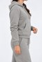 Women's Gray 3-Ply Sweatsuit Set with Hood and Kangaroo Pocket, Super Soft with Fleece-Lined Insulation - 5