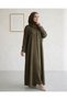 Olive Green 3 Pieces Abaya Textured Fabric With Inner And Hijab Winter Collection - 3