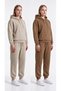 3-Ply 2-Piece Women's Sweatsuit Set with Hooded Sweatshirt and Sweatpants, Fleece-Lined
