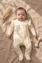 Cream-Colored Girl's Baby Romper with Rabbit Embroidered Design, 100% Cotton, Footed, with Shoulder Detail, 0–3 Months - 3