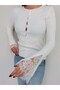 Sleeve lace ribbed knit cardigan - 2