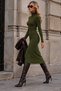Women's Crew Neck Long-Sleeved Modal Fabric Midi Dress, Waist-Fitted, Body-Hugging Slim Fit, Timeless Elegance, Stylish Winter Wear - 2