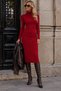 Women's Crew Neck Long-Sleeved Modal Fabric Midi Dress, Waist-Fitted, Body-Hugging Slim Fit, Timeless Elegance, Stylish Winter Wear - 2