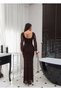 Backless Jacquard Tulle Dress - 5