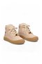Beige Suede Lace-Up Women's Stylish Sneaker Boots with Beaded Accents and Rubber Soles 669267 - 4
