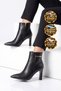 Women's Fur-Trimmed Zip-Up Boots with Black Zipper and Stiletto Heels 665192
