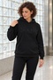 Women's Black Hooded Sweatshirt with Kangaroo Pocket, Made from Super Soft, Fluffy 3-Ply Fabric - 2