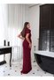 Waist-Fitted Maxi Tulle Dress with Cape - 4