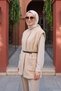 Adjustable Belt and Pocket Detail Plush Vest 15303 Beige - 4