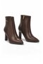 Women's Coffee-Colored Zip-Up Fur-Trimmed Boots with Stiletto Heels 665192 - 4