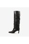 Hawen Angels Women's Genuine Leather Ruched Pointed Toe 7cm Stiletto Heel Boots 27634 - 2