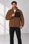 Men's Brown Lambswool Welsoft Fleece Jacket with Full Fleece-Lined Zippered Pocket and 3 Pockets - 2