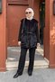 Adjustable Belt Detail and Pocket Detail Plush Vest 15303 Black - 3