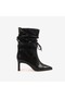 Hawen Angels Women's Genuine Leather Patent Leather Ruched Pointed Toe 7cm Heeled Boots 27745