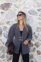 Gray Gold Jacket with Hook-and-Eye Closure and No Collar