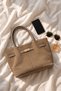 Women's Suede-Look Shoulder Bag with Gold Buckle - 4