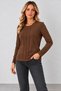 Women's Crew Neck Long-Sleeve Viscose Blouse with Ribbed Collar Detail on the Front: Everyday Chic, Timeless Elegance—Fall and Winter Styles - 6