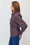 Women's Striped Shirt with Draped Details and Asymmetrical Buttons - 4