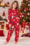 Girls' 100% Cotton Red "Sugar Pine" New Year's-Themed Long-Sleeved Pajama Set