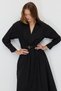 Women's Belted Classic Collar Long Poplin Dress