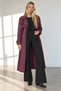Burgundy Double-Breasted, Lined, Buttoned, Belted Oversized Trench Coat - 5