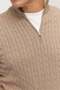 Men's braided cable knit sweater with stand collar - 7