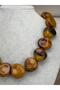 STUNNING MODERN DESIGN WOMEN'S NECKLACE WITH LARGE OVAL BEADS, MARBLE PATTERN, AND AN ASYMMETRICAL SHAPE - 2