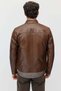 Men's Leather Jacket with Zipper and Two Zippered Pockets - 6