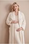 Women's Ecru Lace Long-Sleeve New Season Winter Nursing Nightgown Set with Sleeve Detail and Robe for New Mothers and Pregnant Women - 4