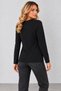 Women's Crew Neck Long-Sleeve Viscose Blouse with Ribbed Collar Detail on the Front: Everyday Chic, Timeless Elegance—Fall and Winter Styles - 3