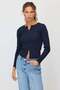 Women's Front Zippered Corded Fabric Blouse - 2