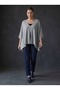 Women's Knit Cape Poncho, Reversible, Boat Neck, V-Neck, Asymmetrical, Oversized, Mercerized Gray - 2