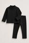 Unisex Ribbed Knit 2-Piece Set – Gray and Black Long-Sleeved Mock Neck Top and Leggings Underwear - 4