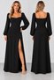 Women's Long-Sleeved, Slit-Front, Long Dress with Balloon Sleeves, Imported Crepe Fabric, Waist-Fitted, Elegant Style, Timeless Grace - 7