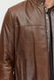 Men's Leather Jacket with Zipper and Two Zippered Pockets - 7