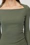 Women's Square Neck Ribbed Long Sleeve Blouse - 6