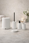 Matte White 5 Piece Round Bathroom Set – Bucket, Toilet Brush, Liquid Soap Dispenser - 2